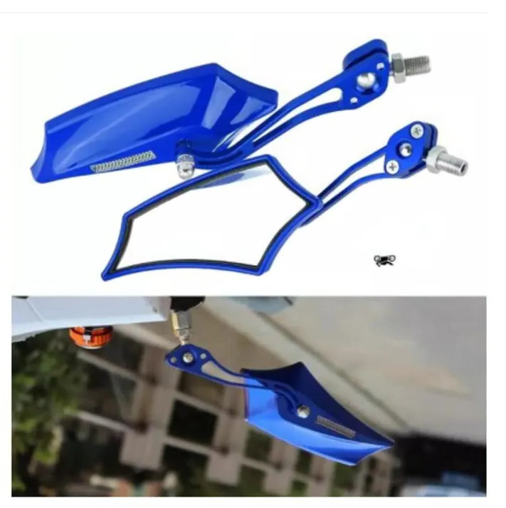 1101 Looking Glass For Motorcycle Most Bike Universal Model Mirror Blue 2Pcs